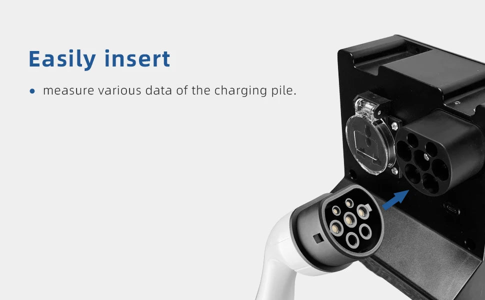 Typ-2 EV-laddstationstestare med LED-indikator – 32A korttidsbelastning, S1/S2 fordonssignalsimulering, IP54, för EU-standard laddpunkter