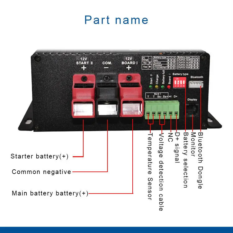 NOEIFEVO 12V 30A DC naar DC slimme oplader met booster, ondersteuning voor Bluetooth-app, voor LiFePO4-batterij, lithiumbatterij, loodzuur AGM