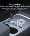 Chargeur rapide pour console centrale – Station de charge USB-C & Hub répartiteur USB, compatible avec Tesla M3/Y (Highland 2024–2025 & Standard 2021–2024), adaptateur intelligent avec câble d'extension d'alimentation