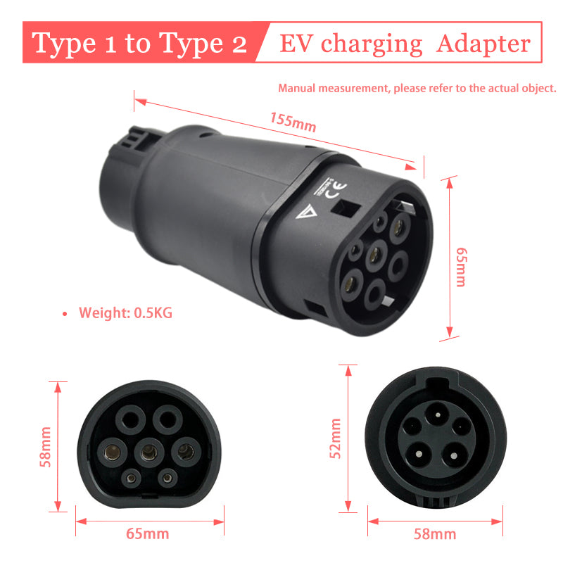 Adaptateur pour chargeur de type 1 à type 2, convertisseur pour chargeur de type 1 à chargeur de type 2. 