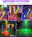 Boule disco 4-en-1 – lumière de fête avec 64 motifs, lampe disco à commande musicale avec télécommande, stroboscope RGB-UV pour la maison, bar, club, extérieur et anniversaires