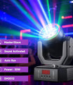 Mini 30W Partylicht Moving Head RGB DMX512 Musiksteuerung Stroboskop Bühnenstrahler für DJ Disco Party Weihnachten