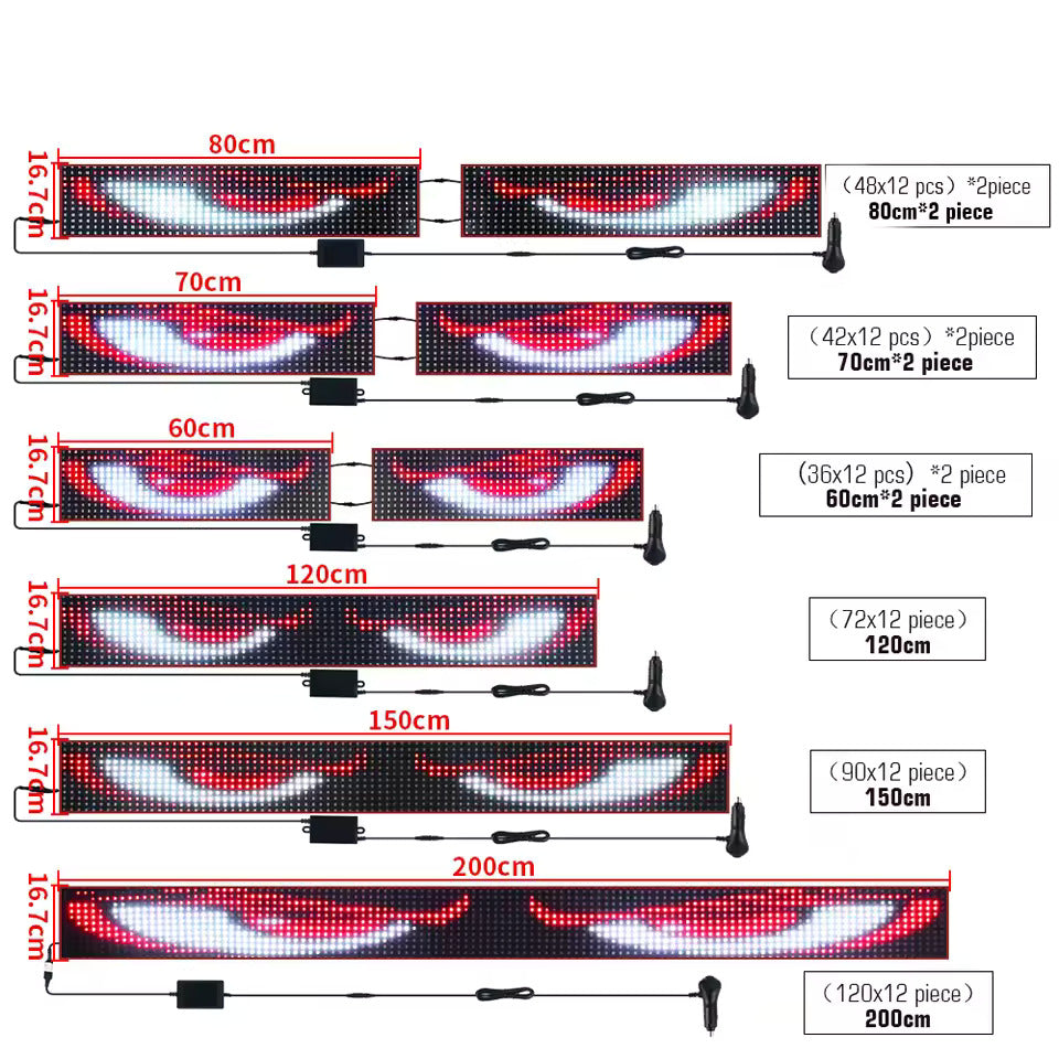 Yeux LED Pour Camion Voiture - Panneau LED Flexible Programmable Devil Eyes RGB Écran Publicitaire
