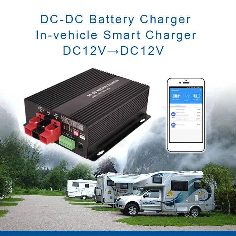 NOEIFEVO Chargeur intelligent 12 V 30 A DC vers DC avec booster, prise en charge de l'application Bluetooth, pour batterie LiFePO4, batterie au lithium, plomb-acide AGM