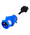 Adapter zasilania niebieski jednofazowy CEE32A, kompatybilny z Tesla Model X, S, Y oraz ładowarką EV drugiej generacji.