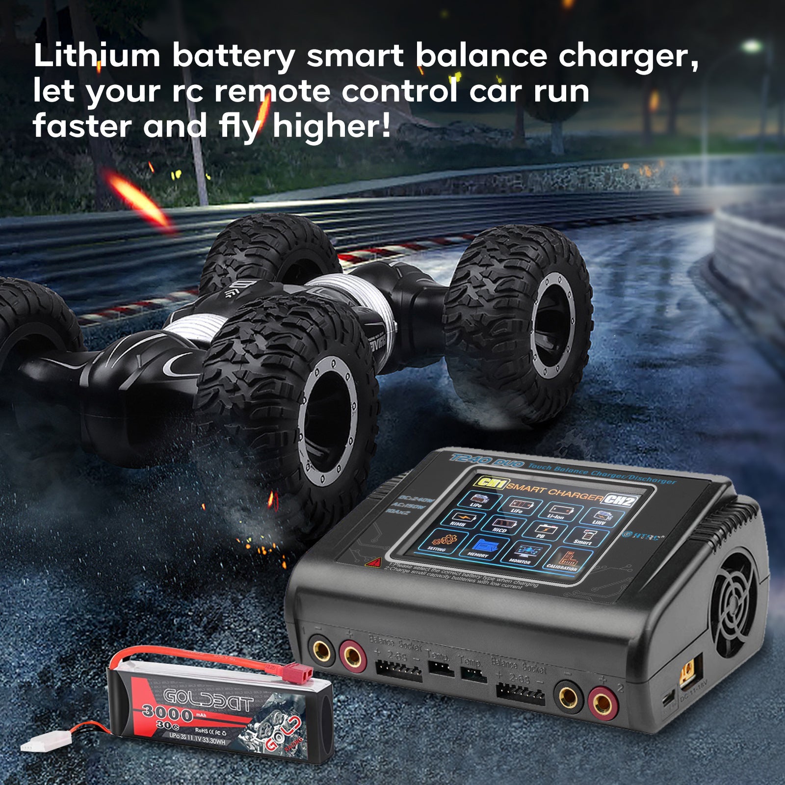 Chargeur NOEIFEVO T240 RC double canal AC 150 W DC 240 W pour batteries NiMH, NiCd, LiHV, Li-ion, Lipo, PB