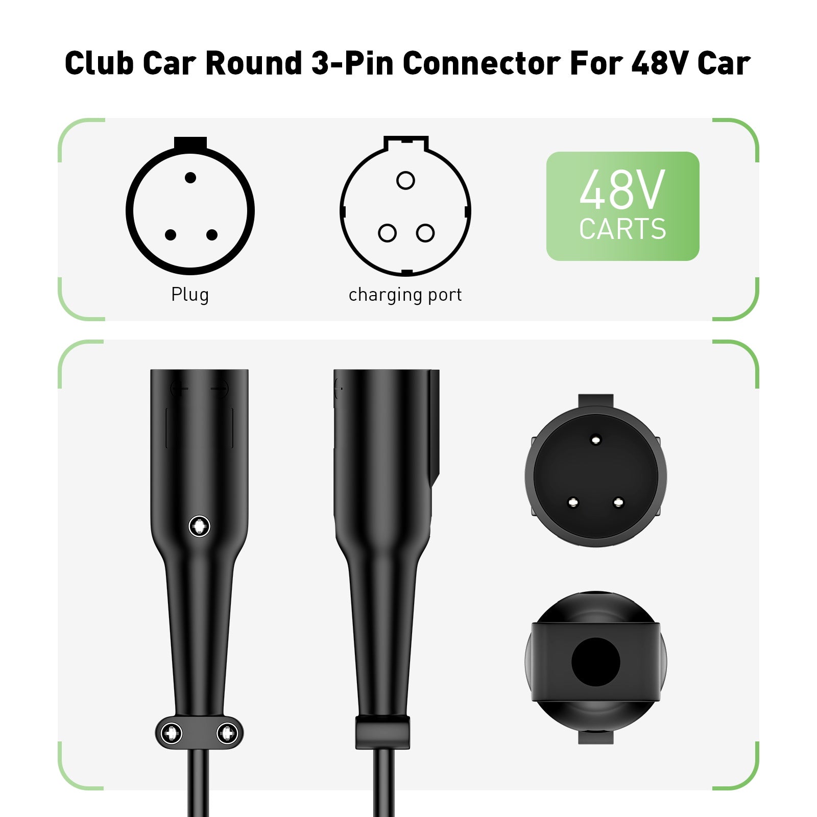 NOEIFEVO 48V 20A Golfwagen Batterieladegerät für Club Car Precedent & DS mit OBC Kabel