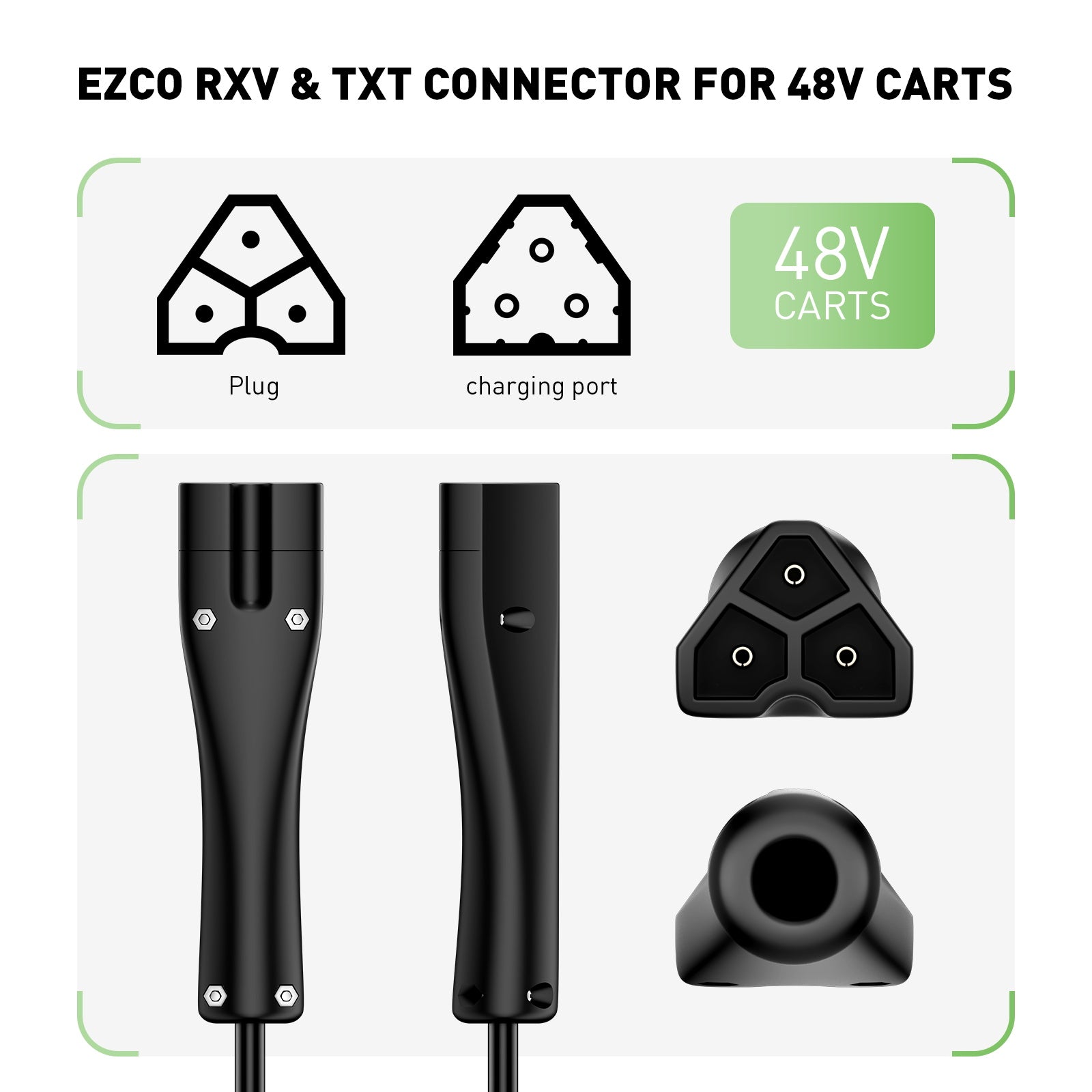 NOEIFEVO 48 V 20A Chargeur de batterie de voiturette de golf avec prise EZGO RXV & TXT pour batteries au plomb, AGM, Gel