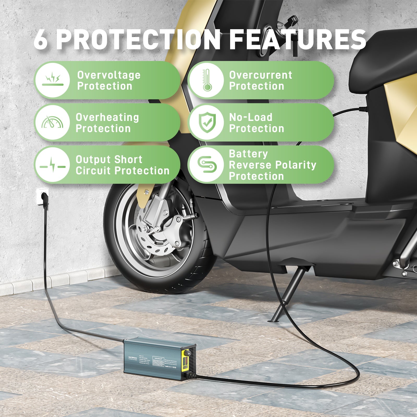 NOEIFEVO 10A Corrente 42V-88.2V Tensione  LiFePO4 regolabile litio di ioni agli Caricabatterie per batteria 36V 48V 60V 72V 84V