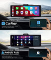 NOEIFEVO C200 10,26 inch CarPlay-scherm, Draagbare autoradio compatibel met Apple CarPlay & Android Auto, IPS touchscreen, 4K dashcam, 1080P achteruitrijcamera, Siri, GPS-navigatie, Bluetooth, MirrorLink, FM