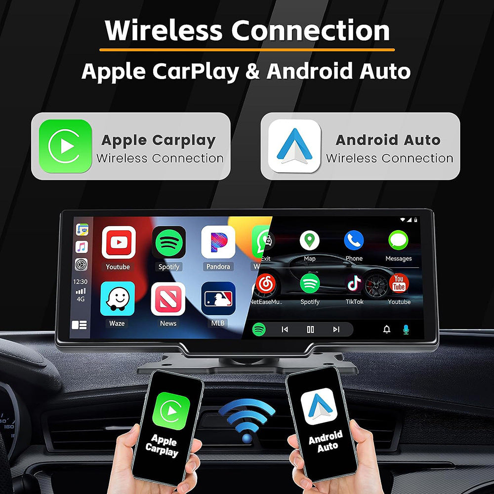 NOEIFEVO C200 10,26 pouces écran CarPlay, Radio de voiture portable compatible avec Apple CarPlay & Android Auto, Écran IPS tactile, Dashcam 4K, Caméra de recul 1080P, Siri, Navigation GPS, Bluetooth, MirrorLink, FM