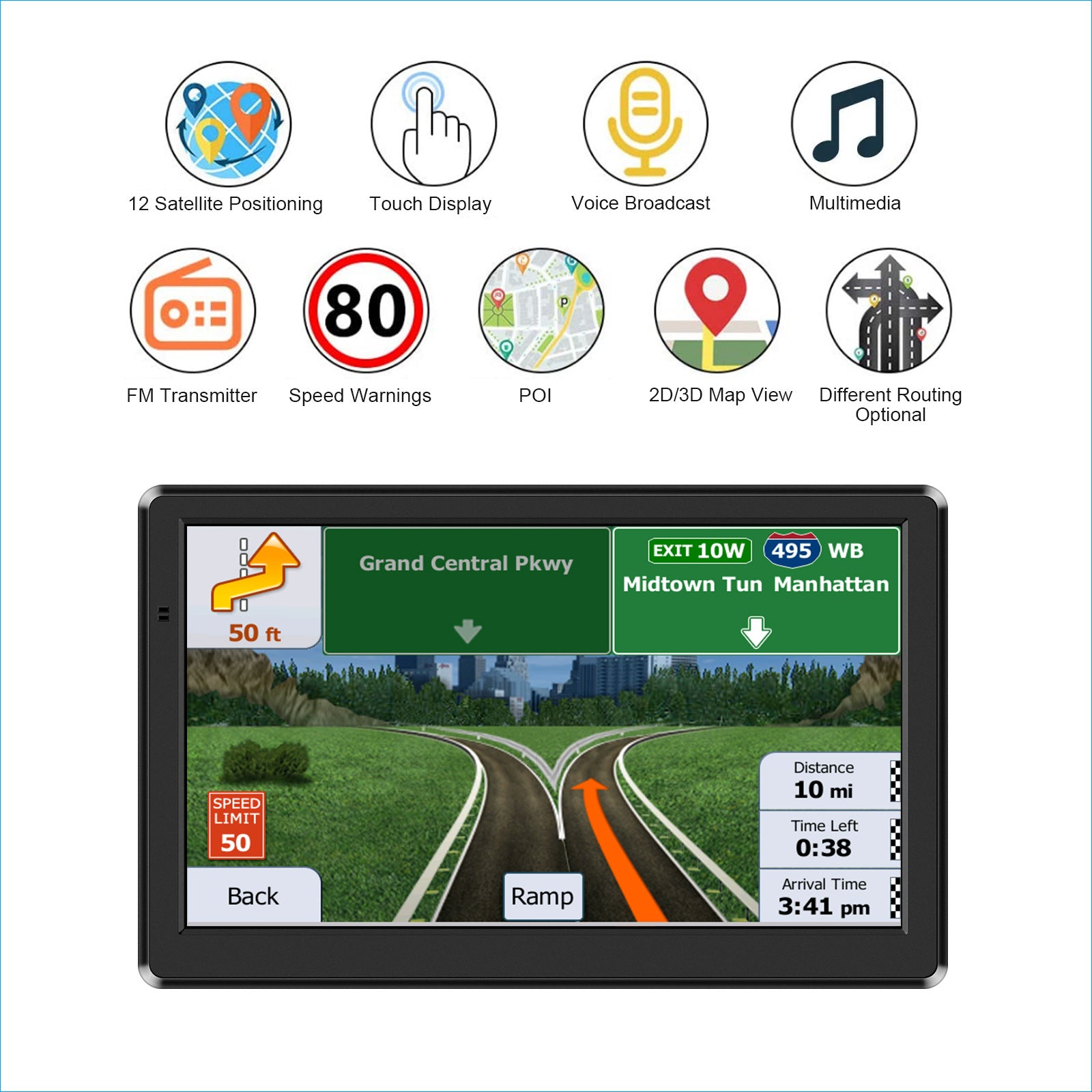 NOEIFEVO X20 Navigation GPS, Écran Tactile de 7 pouces avec Cartes de l'Europe, 8GB 256MB, Multilingue, Support FM, pour Voitures/Vans/Camions